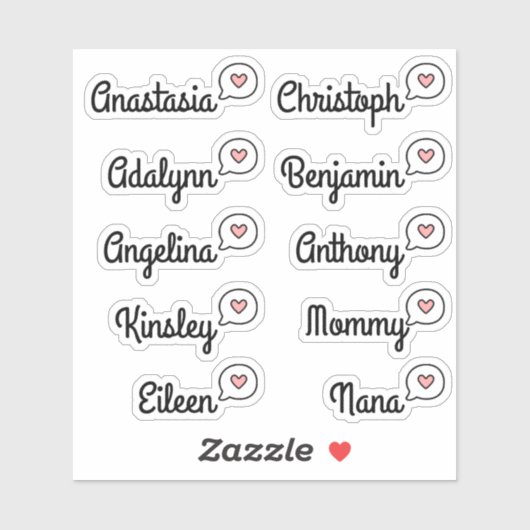 Gastenlijst 10 Namen Grappig Fun Pink Speech Bubbl Sticker (Vel)