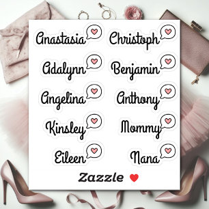 Gastenlijst 10 Namen Grappig Leuk Roze Spreekwolk Sticker
