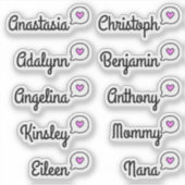 Gastenlijst 10 Namen Grappig Leuke Paarse Speech B Sticker (Voorkant)