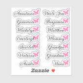 Gastenlijst 14 Namen Calligrafie Roze Vlinder Sticker (Vel)