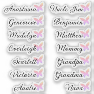 Gastenlijst 14 Namen Kalligrafie Ombre Butterfly Sticker