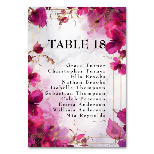 💍Gastenlijst aan beide zijden Fuchsia Enchantment Kaart (Voorkant)