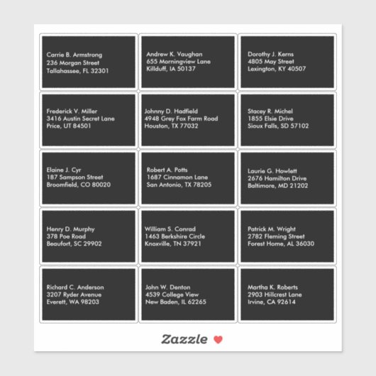 Gastenlijst Naam Adres Aangepast Zwart Wit Sticker (Vel)