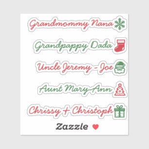 Gastenlijst Schattigee kerstsymbolen rood en groen Sticker