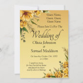 Gastennamen, Gouden Gele Bloemen Trouwsuite Kaart (Voorkant)