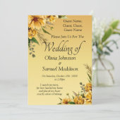 Gastennamen, Gouden Gele Bloemen Trouwsuite Kaart (Staand voorkant)