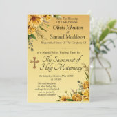 Gastennamen, Gouden Gele Bloemen Trouwsuite Kaart (Staand voorkant)