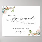 Gastenteken "Sign Around"-bord, "Earthy Blooms Sig Poster (Voorkant)