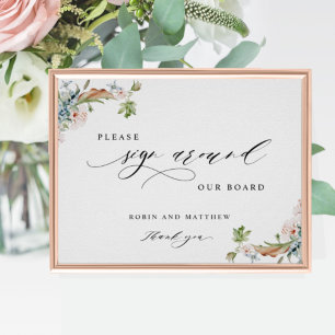 Gastenteken "Sign Around"-bord, "Earthy Blooms Sig Poster