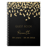 Gastenverjaard zwart gouden confetti notitieboek (Voorkant)