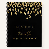 Gastenverjaard zwart gouden confetti notitieboek (Voorkant)