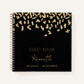 Gastenverjaard zwart gouden confetti notitieboek (Voorkant)