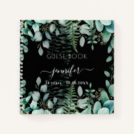 Gastenverjaardag zwarte eucalyptusbos notitieboek