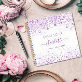 Gastenverjaardagsviolet monogram witte glitter notitieboek