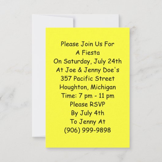 Gastheer Mexican Fiesta-uitnodigingen van de met d Kaart (Achterkant)