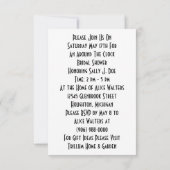 Gastheer rond de Klok Bridal showwer nodigt uit Kaart (Achterkant)