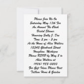 Gastheer rond de Klok Bridal showwer nodigt uit Kaart (Achterkant)