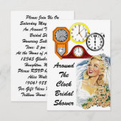 Gastheer rond de Klok Bridal showwer nodigt uit Kaart (Voorkant / Achterkant)