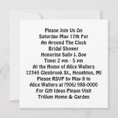 Gastheer rond de Klok Bridal showwer nodigt uit Kaart (Achterkant)