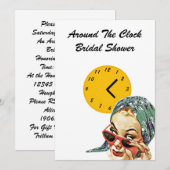 Gastheer rond de Klok Bridal showwer nodigt uit Kaart (Voorkant / Achterkant)