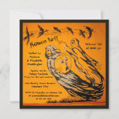 gastheren, koeien, vleermuizen, Kattenhalloween-p Kaart (Achterkant)