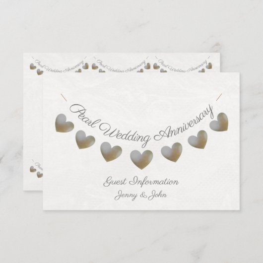 Gastinformatie 30e parelhuwelijksjubileum informatiekaartje (Voorkant / Achterkant)