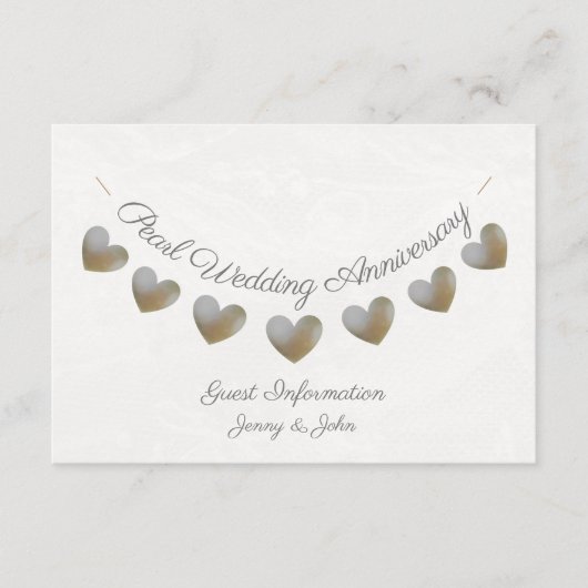 Gastinformatie 30e parelhuwelijksjubileum informatiekaartje (Voorkant)