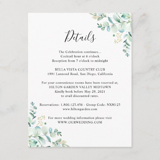 Gastinformatie Eucalyptus Greenery Informatiekaartje (Voorkant)