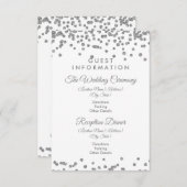 Gastinformatie Silver Glitter Confetti White Informatiekaartje (Voorkant / Achterkant)