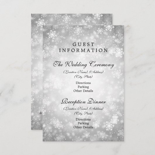 Gastinformatie Silver Winter Wonderland Informatiekaartje (Voorkant / Achterkant)