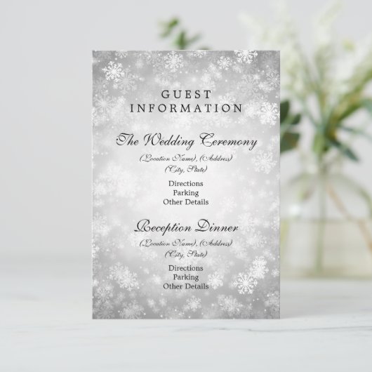 Gastinformatie Silver Winter Wonderland Informatiekaartje (Staand voorkant)