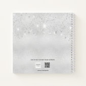 Gastjaarjarig zilverglitter-monogram notitieboek (Achterkant)