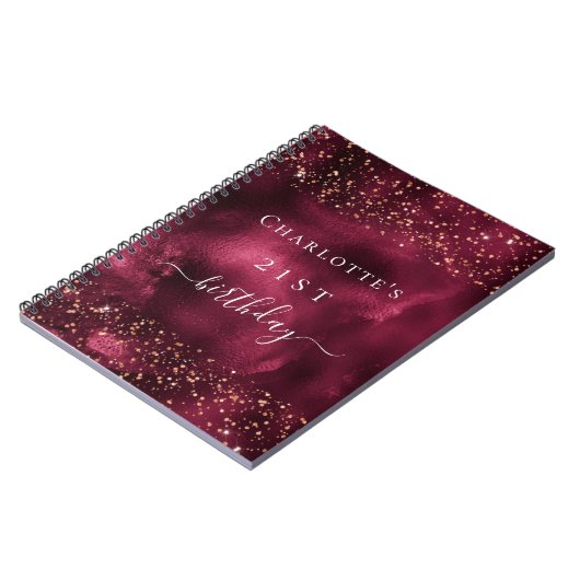 Gastjaarverjaardag roos goudglitter notitieboek (Linkerzijde)