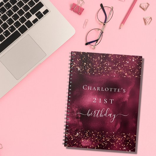 Gastjaarverjaardag roos goudglitter notitieboek