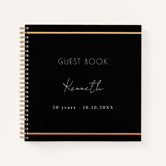 Gastjaarverjaardag zwarte goudminimalist notitieboek (Voorkant)