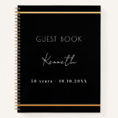 Gastjaarverjaardag zwarte goudminimalist notitieboek (Voorkant)