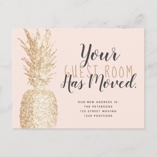 Gastkamer verplaatst anananas licht gouden brij in aankondigingskaart (Voorkant)