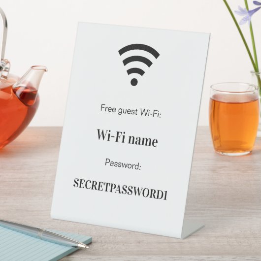 Gastklant wifi-netwerkwachtwoord reclamebord met voetstuk (Insitu)