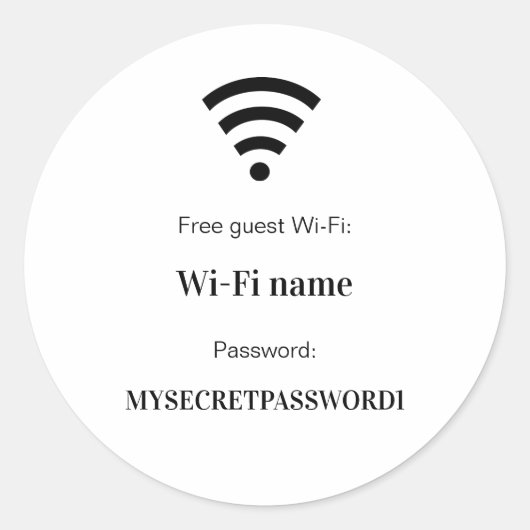 Gastklant wifi-netwerkwachtwoord ronde sticker (Voorkant)