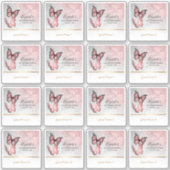 Gastnaam Favor Pink Rose Gold Butterfly Labels (Voorkant)