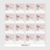 Gastnaam Favor Pink Rose Gold Butterfly Labels (Vel)