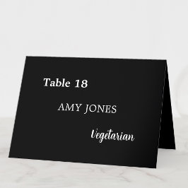 Gastnaam Maaltijdkeuze Stijlvolle zwarte plaatskaa Kaart
