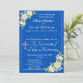 Gastnamen, Christelijke kobaltblauwe & witte rozen Kaart (Staand voorkant)