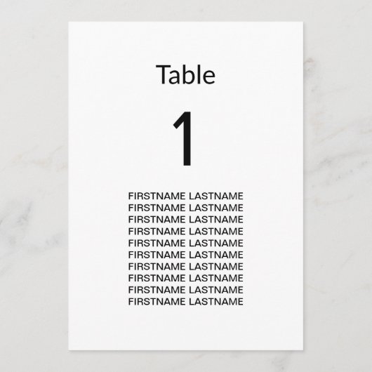 Gastnamen Clean Simple Modern Table Kaart (Achterkant)