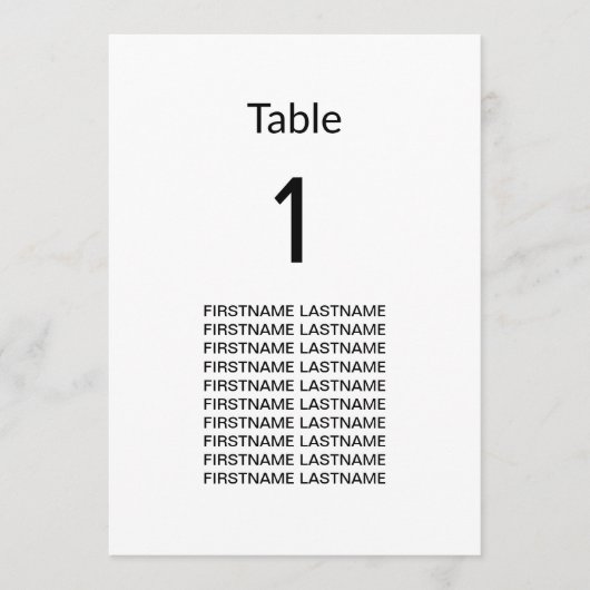 Gastnamen Clean Simple Modern Table Kaart (Voorkant)