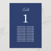 Gastnamen Navy Blue Table Kaart (Voorkant)