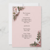 Gastnamen, Roze Rozen & Duiven Bruiloft Kaart (Achterkant)
