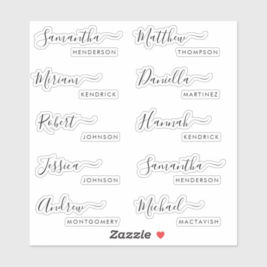Gastnamen stickers voor plaatskaarten en gunsten (Vel)