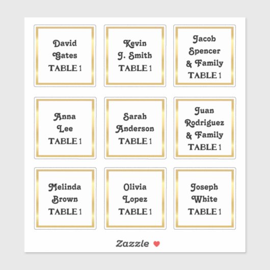 🕊️ gastnamen Trouwtafel nummer Sticker (Vel)