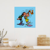 Gaston Lagaffe kissing girl Poster (Keuken)